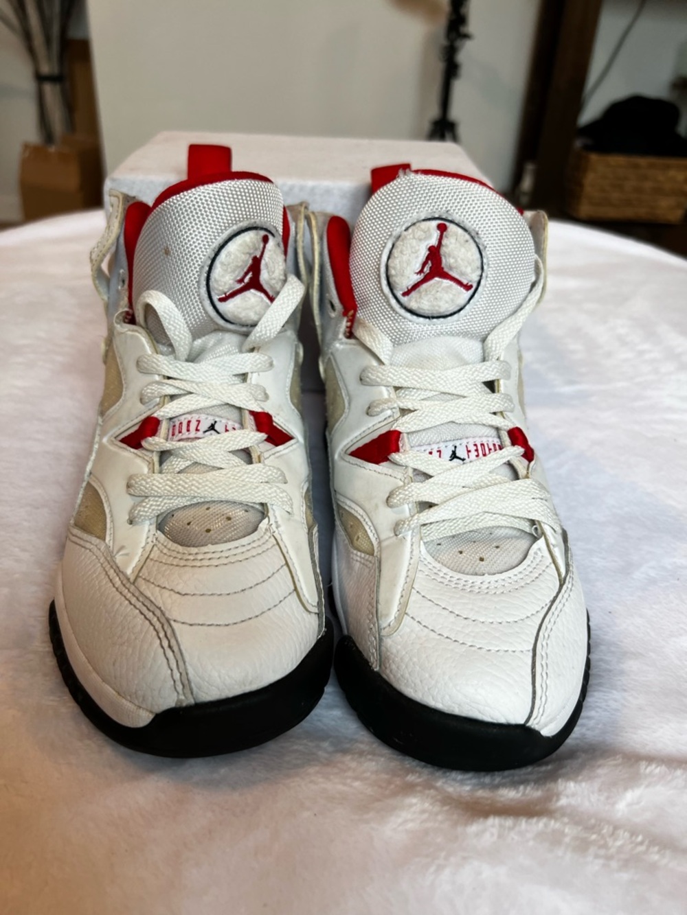 Jordan Kids White and Red Retro Basketball Sneakers
